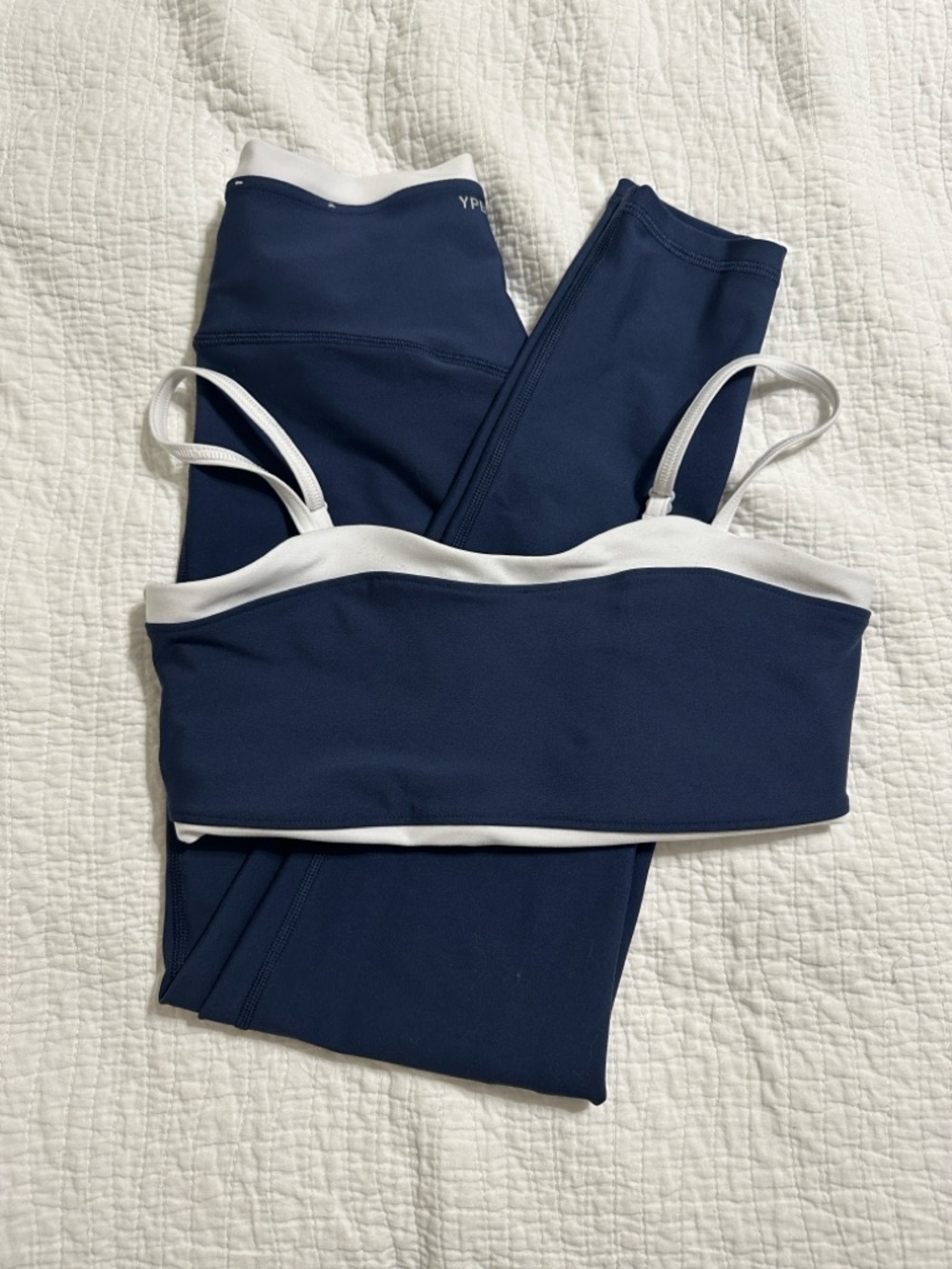 Abercrombie & Fitch Navy and White Leggings & Bralette Set